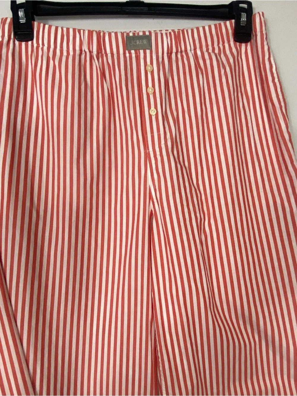 NEW J. Crew Pajama Pant Set in Striped Cotton Poplin Size M in Candy Apple